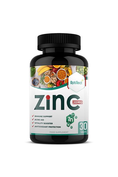 OptiTect Zinc, 20 mg, 30 Tablets, Supports Immune Health, Energy Boosting