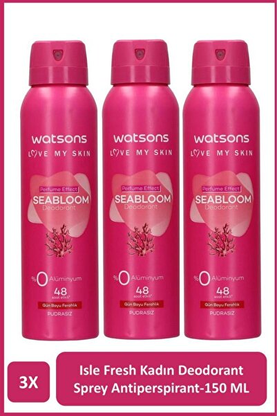 Watsons Seabloom Deodorant Sprey Kadın Pudrasız 3x150ml