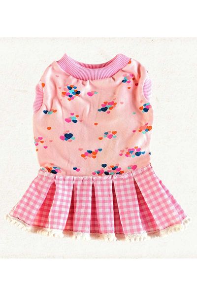 PATİBÖR Pink Heart Dog Dress