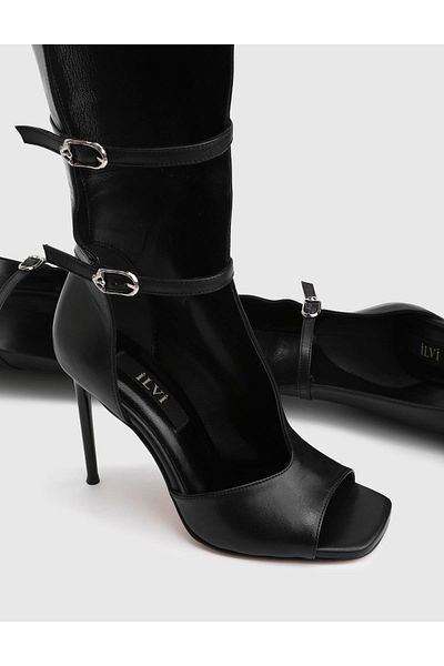 İLVİ Junee Genuine Leather Black Women's Heeled Boots