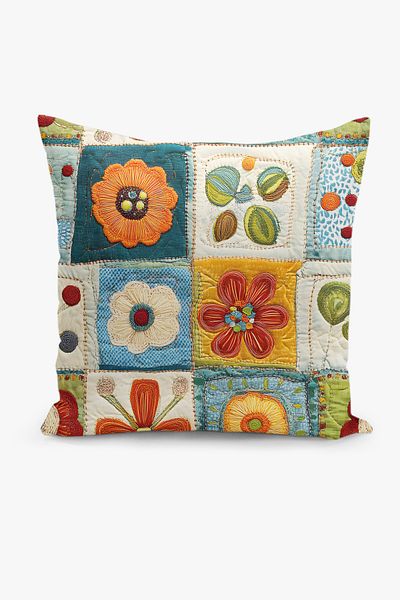 Filamente 4-Piece Double-Sided Digital Printing Throw Pillow Case Quilted Look Floral Pattern
