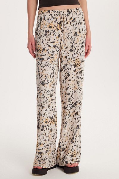 Tudors Women's Relax Fit Relaxed Cut Elastic Waist Lace up Printed Viscose Trousers