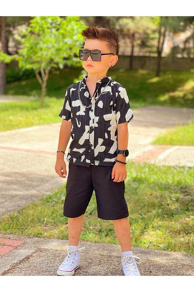 KOKOŞ BEBEK Patterned Shirt Shorts Set