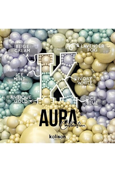 PARTİSERÜVENİ Kalisan Aura Balloon Series Shiny Party Balloon 12 Inch Metallic Balloon