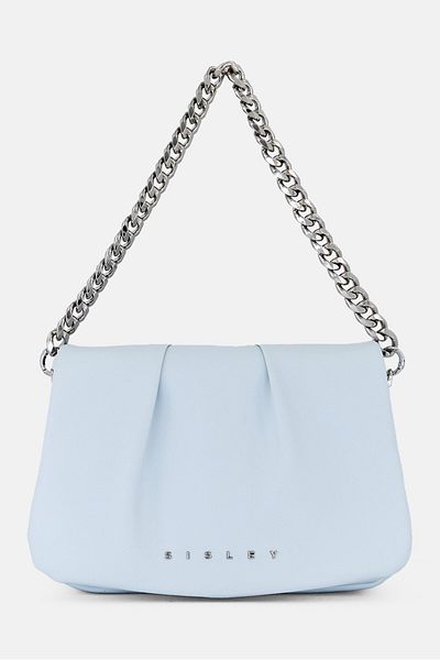 Sisley Women Brand Logo Shoulder Bag, Light Blue
