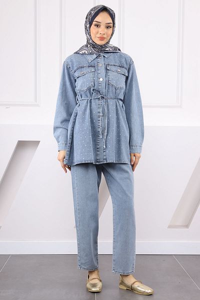 İmajButik Σετ παντελόνι μπουφάν Blue Stone