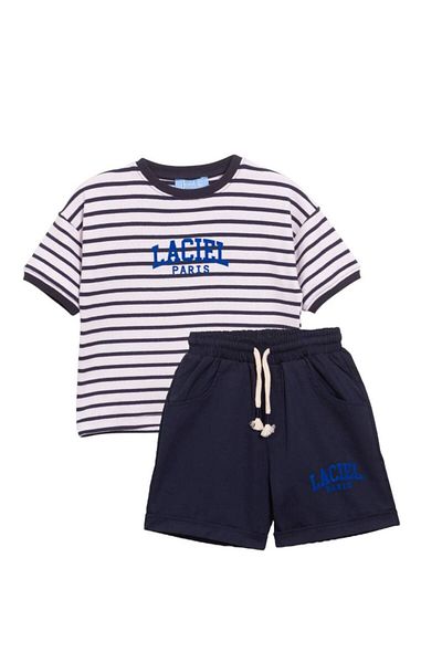 Laciel Prs Tikyti̇p Kids - La'Ciel Paris Striped Shorts T-Shirt Two-Piece Set