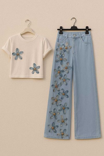 gigigiyim Daisy Detailed Girl's Suit Blue