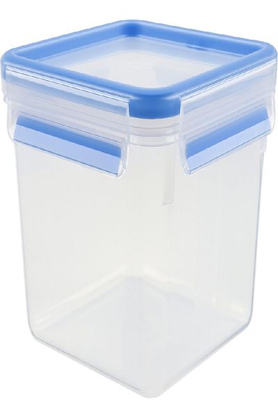 emsa Clip & Close Square Food Storage Container 1.75L – Transparent/Blue, Airtight Lid
