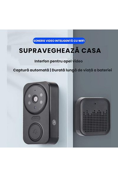 varioshop Sonerie inteligenta VarioShop®, cu camera de supraveghere 1080p, interfon, functie IR Night vision,