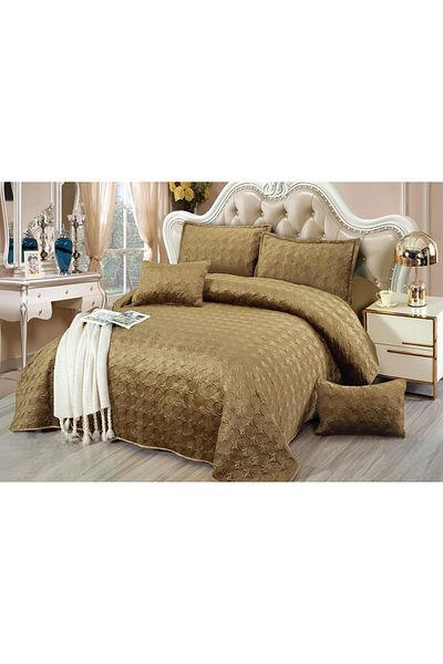 CHIRASO CHIRASO Velvet Duvet Cover Set, 5 Pieces, Duvet Cover 220 x 240 cm, 4 Pillowcases, camel brown
