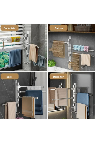 varioshop VarioShop® Towel Rack, 4 Arms, Water Resistant, Rust Resistant, Gluing/Drilling, Stainless Steel