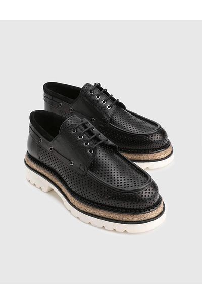 İLVİ Hobart Genuine Leather Black Men's Oxford Shoes