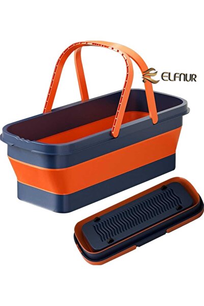 elfnur 1 Adet ) Tekerlekli Çok Amaçlı Temizlik Kovası Katlanabilir Taşınabili...