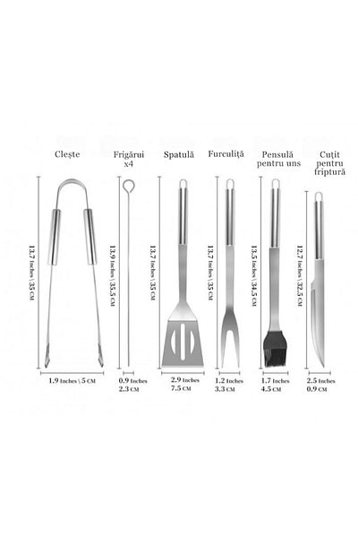 varioshop VarioShop® 9-Piece Barbecue Utensil Set, High-Quality Stainless Steel, Carry Bag