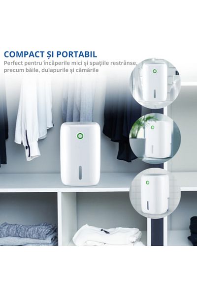 varioshop Dezumidificator de camera VarioShop®, functia oprire automata, silentios, 330 ml/zi, capacitate 800