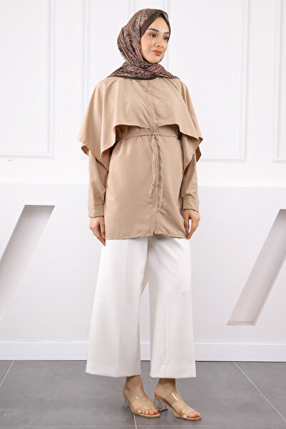 İmajButik Πουκάμισο με λαιμόκοψη με λεπτομέρεια βιζόν