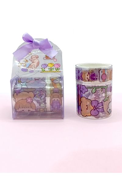 Limmy Cute Girl Bear Rabbit με τσάντα φιόγκου και διαφανές μοτίβο μπάντα - μωβ
