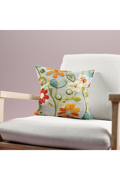 Filamente Double Sided Digital Printing Throw Pillow Case Quilted Look Floral Pattern