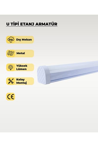 AC AYDINLATMA 54W U Type Waterproof Luminaire 6500K White Light - Ip65