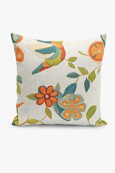 Filamente Double Sided Digital Printing Throw Pillow Case Quilted Look Bird Pattern
