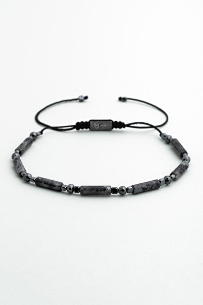 So CHIC... Obsidyen Taşlı Ayarlanabilir Gümüş Erkek Bileklik
