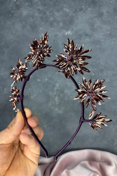 Limelia Coroana de henna pentru mireasa cu piatra mov Star si accesoriu pentr...