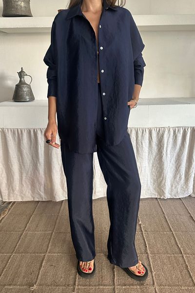 Modayakamoz Shirt-Pants Suit Cupra Fabric - Navy Blue