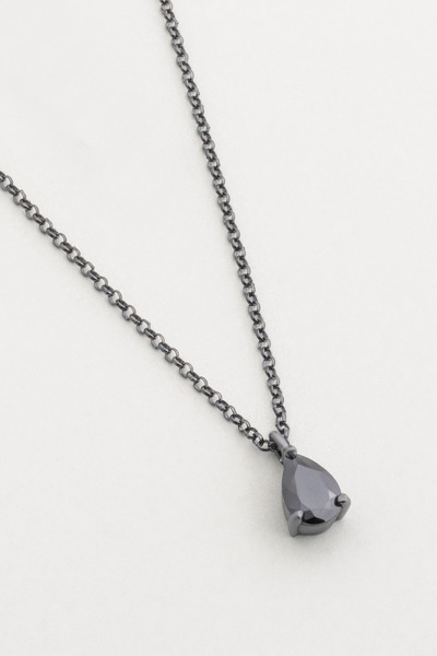 So CHIC... So CHIC... Zirkonu Taşlı Siyah Rodyum Kaplama 60 Cm Gümüş Erkek Kolye