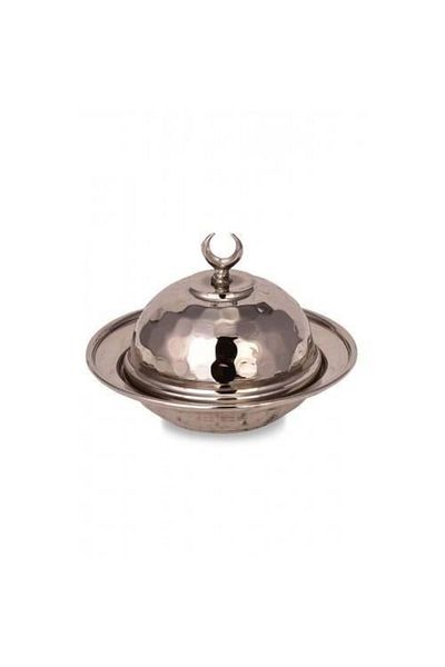 Rotanev Saka Round Turkish Delight Bowl 9 cm Hand Forged Nickel Turkish Delight Bowl