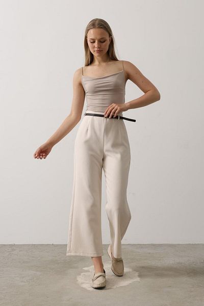 modaserdem Belt Collar Detailed Trousers - Beige