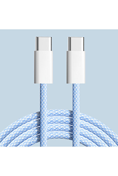 Choice كابل شحن سريع PD من النوع C إلى النوع C بقوة 60 واط باللون الأزرق بطول 1 متر لأجهزة iPhone 15 و...