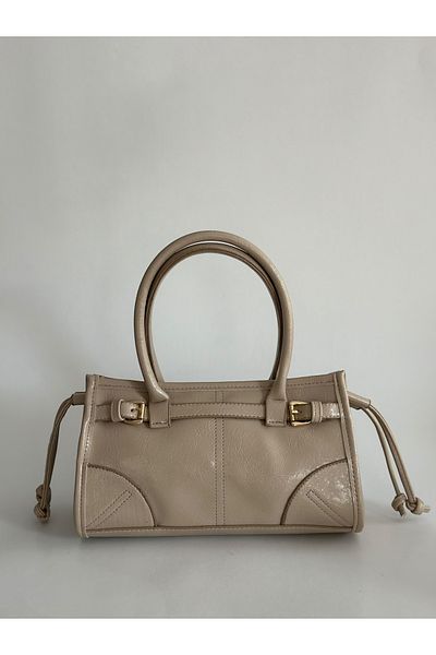 Boutiquehaki Bomin Soft Leather Hand and Shoulder Bag Beige