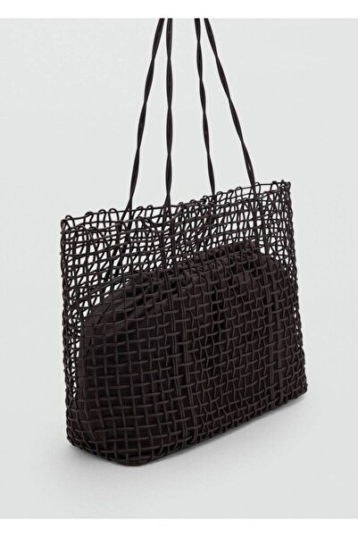 MANGO Woman Örgülü shopper çanta