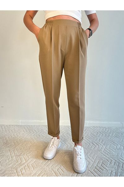 Taşpınar Butik Mink Color Women's Double Leg Trousers