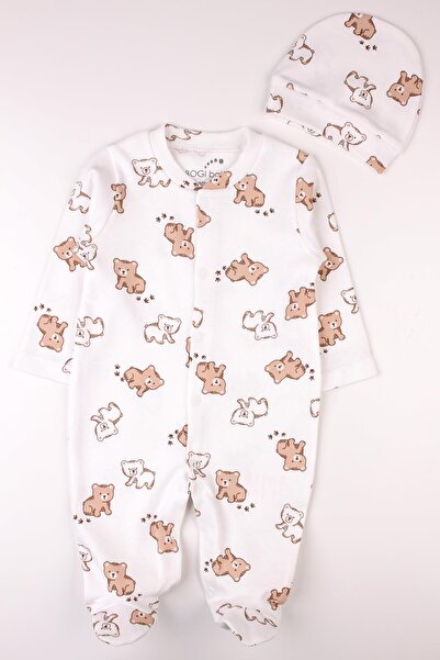 bogibaby Newborn Baby Rompers Hat Teddy Bear Patterned Newborn Outfit