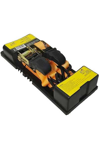3XR Set of 2 Heavy-Duty Ratchet Tie Downs 25mm x 5m, 400kg Load, 800kg Breaking Strength Straps