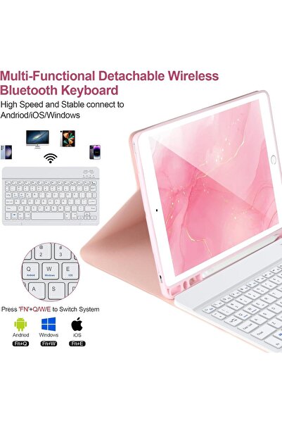 Fogy İpad 7.8.9.nesil 10.2 Uyumlu Için Çıkarılabilir Bluetooth Türkçe Klavyeli Kılıfı