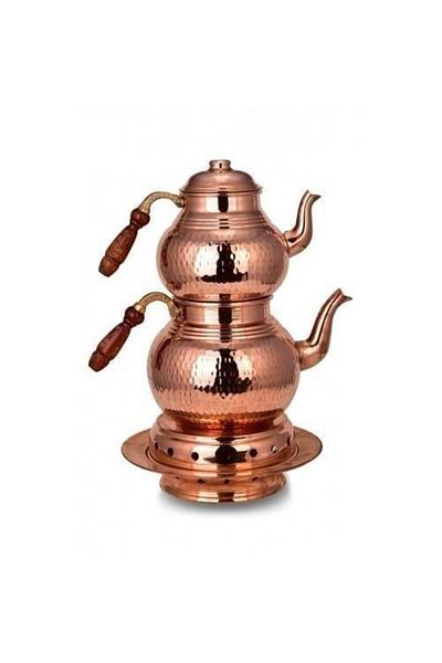 Tanemce Classic Teapot Large Size Set with Warmer Hand Forged Red Copper Teapot
