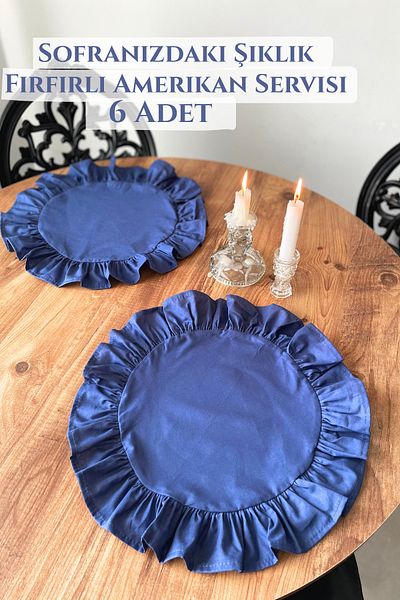 KAMİZ Frilly Midnight Blue Placemat Round
