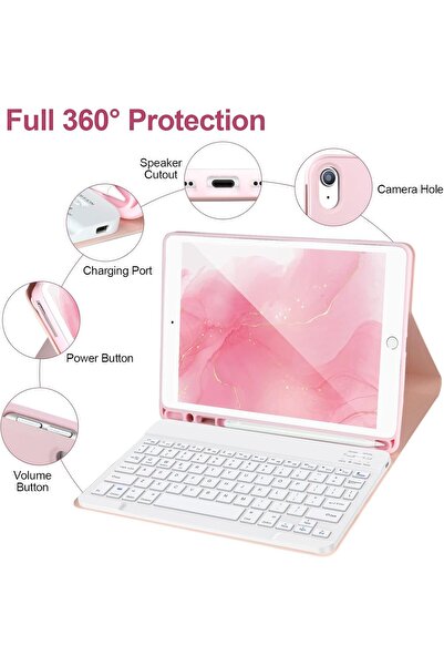 Fogy İpad 7.8.9.nesil 10.2 Uyumlu Için Çıkarılabilir Bluetooth Türkçe Klavyeli Kılıfı