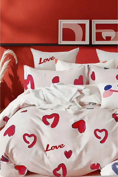 İQON Double Amore Red - Elastic Duvet Cover Set