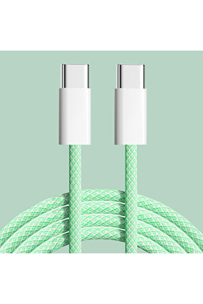 Choice كابل شحن سريع PD من النوع C إلى النوع C باللون الأخضر 60 وات بطول 1 متر لهاتف iPhone 15