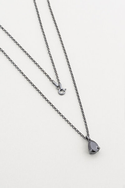 So CHIC... So CHIC... Zirkonu Taşlı Siyah Rodyum Kaplama 60 Cm Gümüş Erkek Kolye