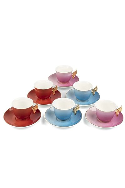 esdekor My Home Bow Tie Set of 2 Coffee Cups Tableware Kitchen Porcelain 80Cc