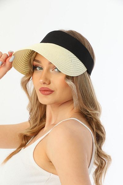 Ritagarcia Straw Tennis Player Ecru Visor Hat