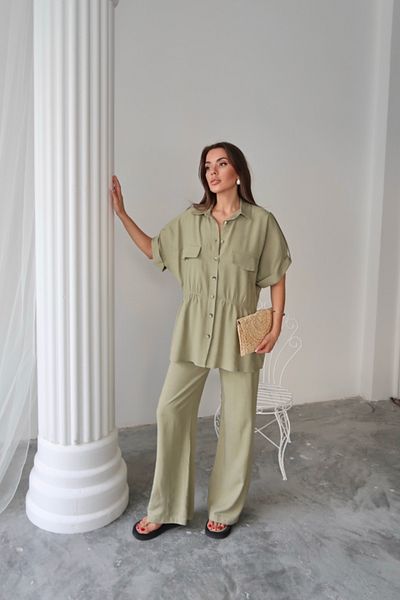 COTTONLAB Cămașă DETALIE CU CĂTĂ DE LINTE - SET PANTALONI - Verde