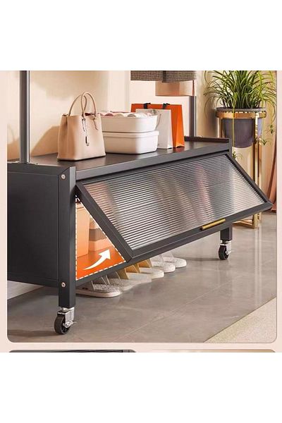 Un Smart Design Clothes Hanger and Luxury Storage Unit with Easy-Move Wheels, Black