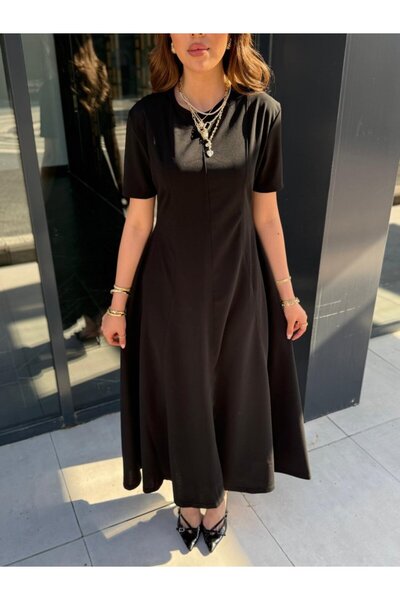 Genel Markalar munn collection Kadın Kısa Kollu Bisiklet Yaka Maksi Boy Ithal...