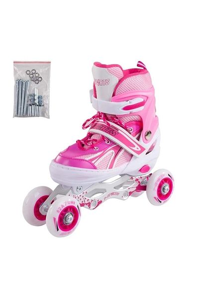alpmodel Lighted Adjustable Silicone Wheel Metal Body Skates with Bag